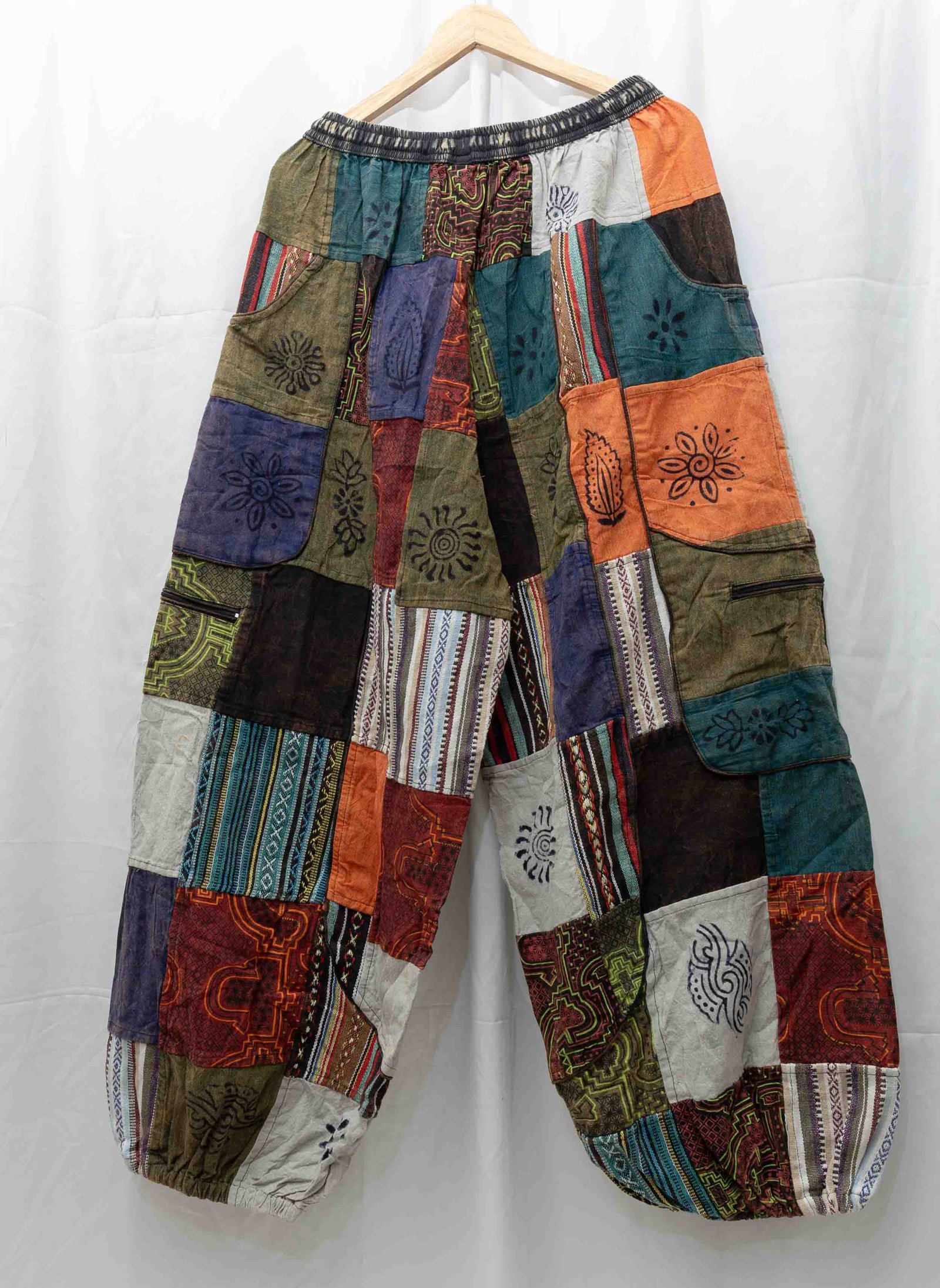 Nepalese Stonewashed Patchwork Harem Pants – Cotton Boho Trousers